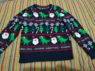 Jersey Navideño Niño Dinosaurios talla 7 años