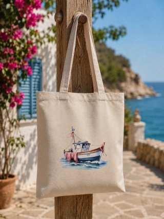 Tote Bag con Ilustración de Barco