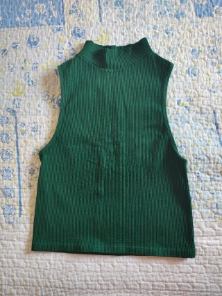 Tops de canalé verde y negro sin mangas