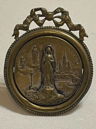 Madonna di Lourdes Placchetta Religiosa Vintage
