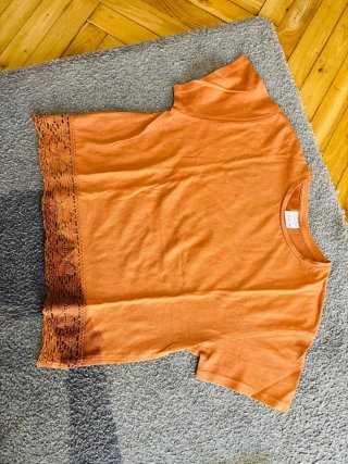 Camiseta Manga Corta Marrón Anaranjada