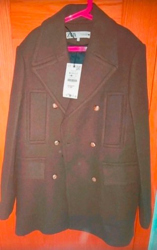 Abrigo Zara 70% Lana tono caqui