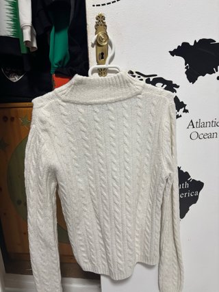 Jersey de punto con trenzas blanco
