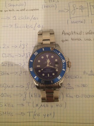 Reloj Estilo Submariner Plateado y Azul
