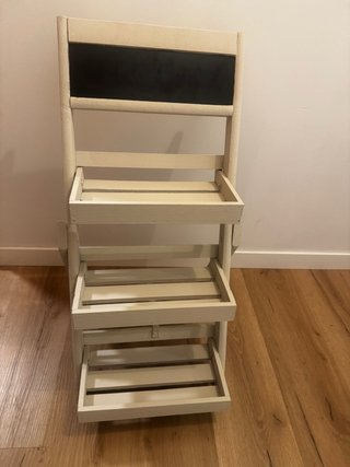 Estantería escalera madera con pizarra y 3 cajas