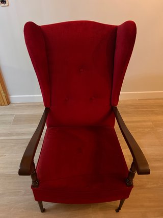 Pack Sillónes Vintage de Terciopelo Rojo y madera