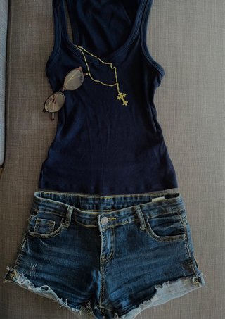 Pantalones Cortos Tejanos Tiro Bajo