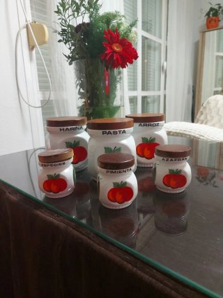 Set di 6 barattoli vintage in ceramica