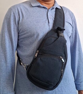 Bolso Bandolera de Lona Negro