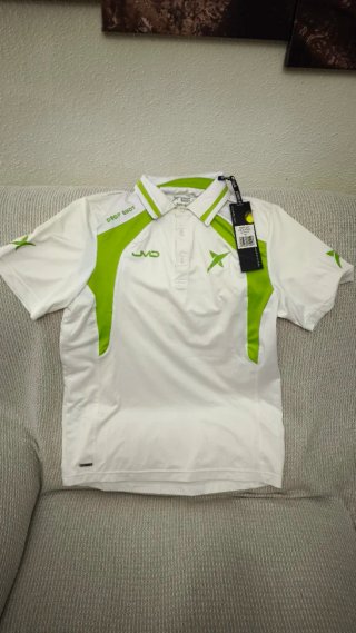 Polo Drop Shot Blanco y Verde Talla M