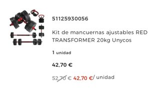 Kit Mancuernas Ajustables Unycos 20kg