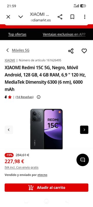 Xiaomi Redmi 15C 256GB Negro