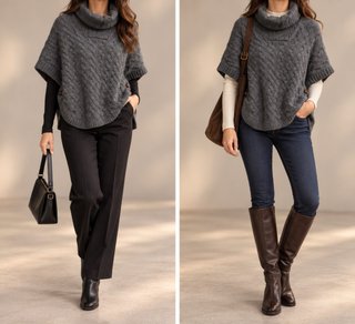 Capa Poncho de Lana Massimo Dutti