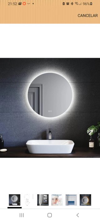 Espejo de Baño Redondo con Luz LED