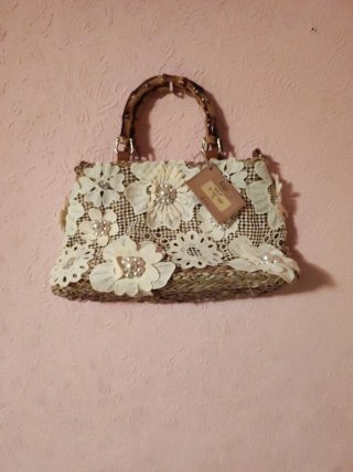 Borsa Vintage Sweet con Fiori e Perle