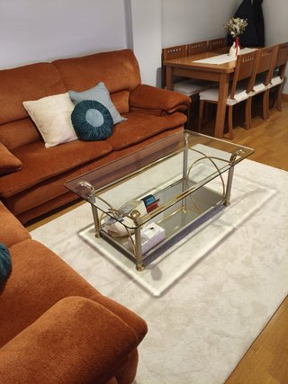 Mesa de centro de cristal y metal
