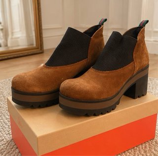 Botines Plataforma Piel Serraje