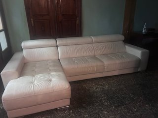 Sofá Chaise Longue de Piel Blanco