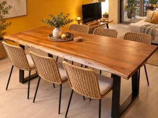 Mesa de Comedor de Madera de Acacia