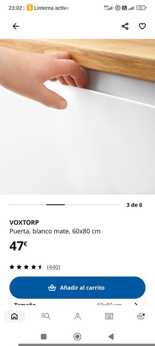 Puerta IKEA Voxtorp 60x80 Blanco Mate. Sin abrir
