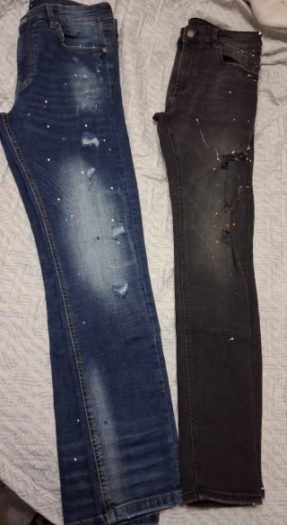 2 Pantalones Pitillo con Efecto Desgastado