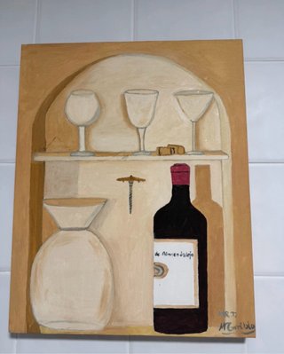 Cuadro Bodegón con Botella de Vino