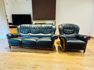 Conjunto de Sofás coloniales de Piel 100%
