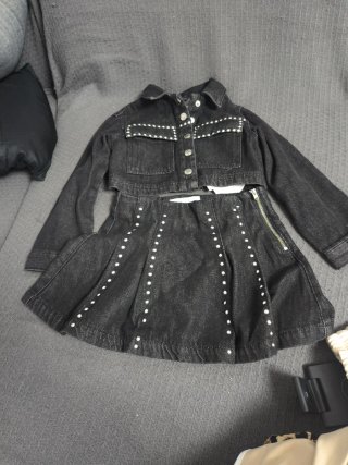 Conjunto de Niña Denim Negro con Tachuelas