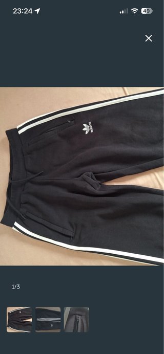 Pantalón adidas Negro con Rayas Blancas