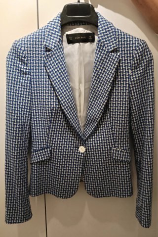 Blazer Zara Azul y Blanco Talla S