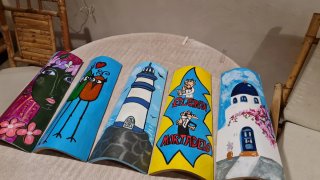 Set Tejas Decorativas Pintadas a Mano