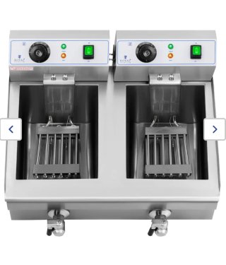 Freidora Eléctrica Doble 2x10L con Grifo