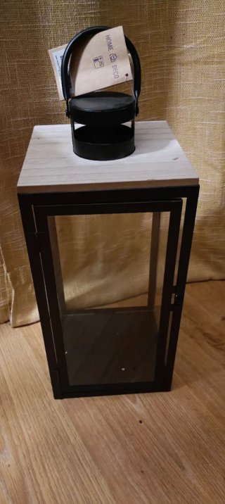 Farol Decorativo de Metal y Madera