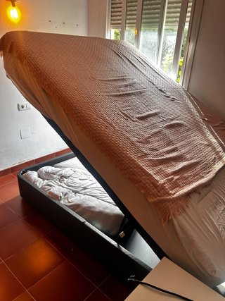 Cama Doble Canapé Abatible Negra con Colchón