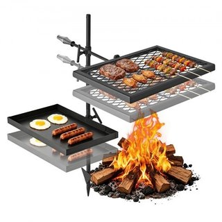 Heavy Duty Swivel Campfire Grill, Double Layer Por