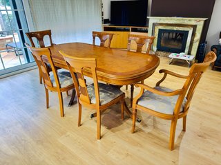 Conjunto Mesa Comedor y 6 Sillas Coloniales