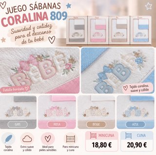 Juego de Sábanas Coralina minicuna - cuna