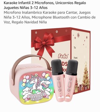 Karaoke Infantil Inalambrico 2Microfonos Unicornio
