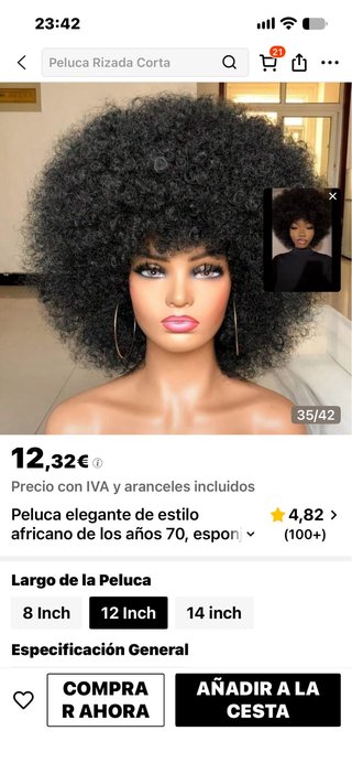 Peluca Afro Estilo Años 70