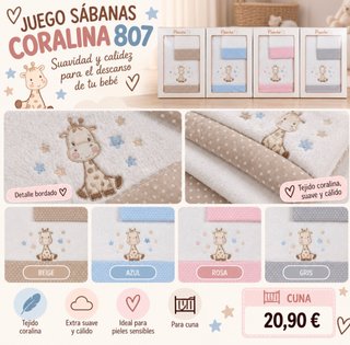 Juego de Sábanas Coralina para Cuna