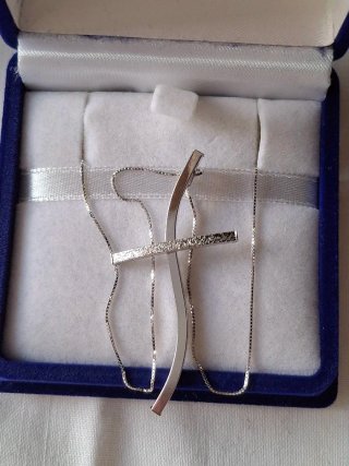 Collana con Croce in Oro Bianco 750 18K