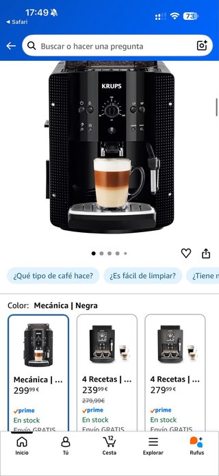 Cafetera KRUPS Roma Negra