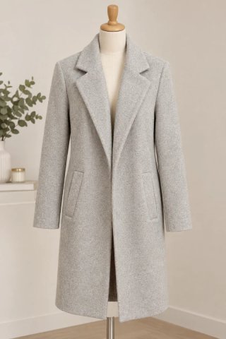 Abrigo de paño gris Stradivarius