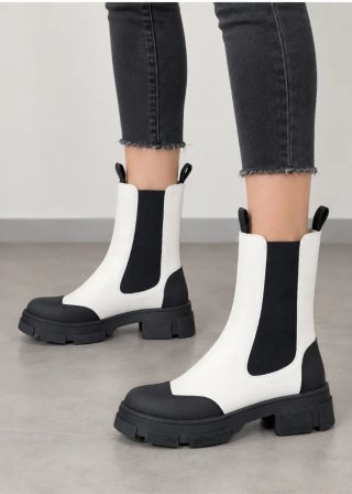 Botines Plataforma Blanco y Negro Talla 41