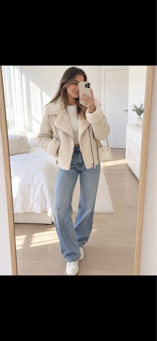 Cazadora Biker Stradivarius Beige