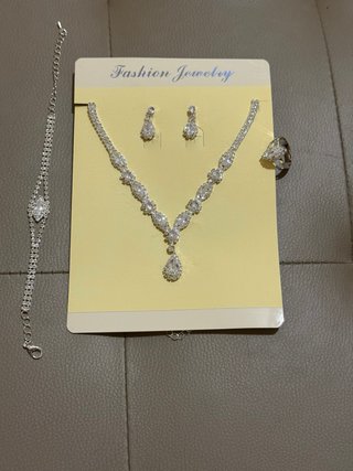 Set Parure Sposa Argentato con Strass