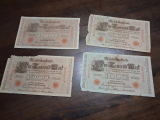 4 Billetes Antiguos 1000 Reichsbanknote