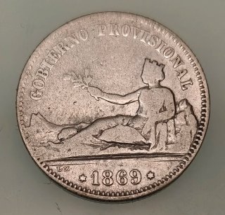 Moneda 1 Peseta Plata Gobierno Provisional 1869
