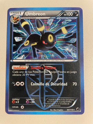 Carta Pokémon Umbreon Equipo Plasma Español PLF 64