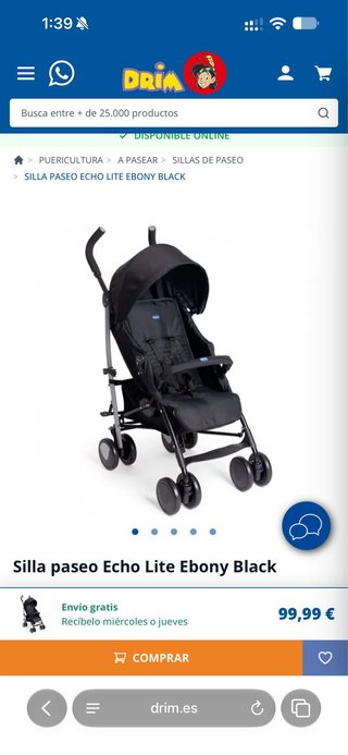 Silla de Paseo Chicco Echo Lite Ebony Black